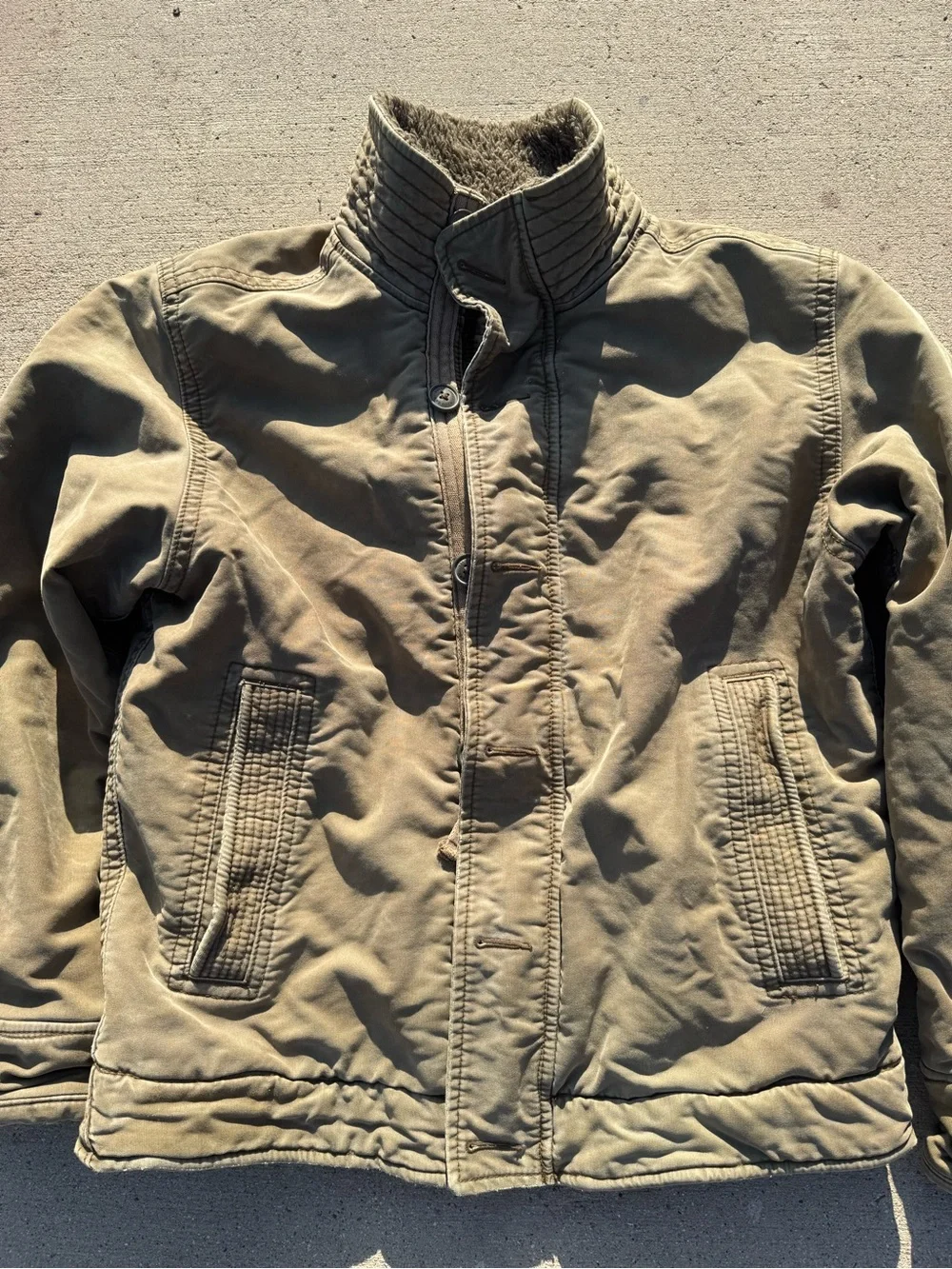 Abercrombie Fitch Adirondack Deck Jacket Large Olive Green Perfectly Distressed